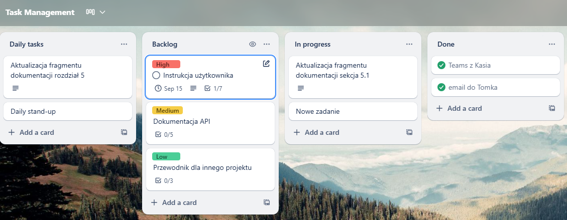 Lista czynności uwzględniająca priorytety i mniejsze zadania