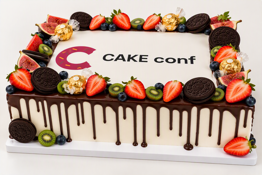 Zdjęcie tortu, który zakończył konferencję CAKE conf.