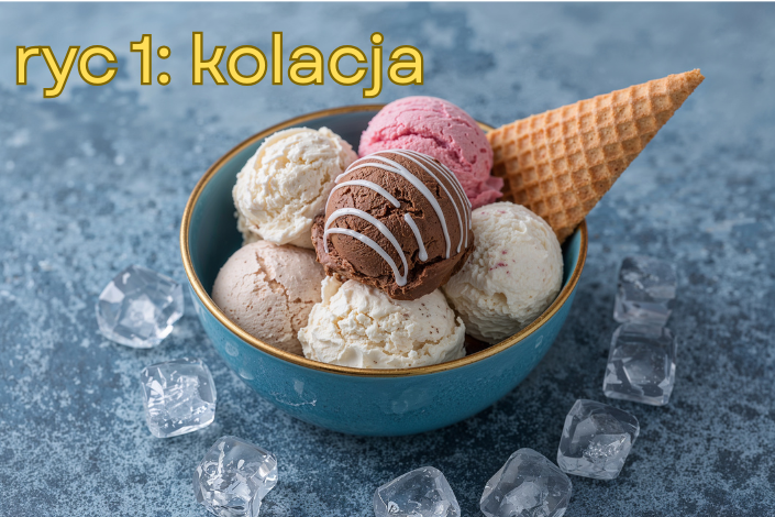 miseczka lodów z dopiskiem "ryc 1: kolacja"